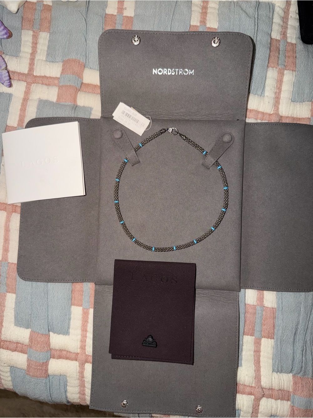 LAGOS Caviar Silver & Blue Beaded Necklace